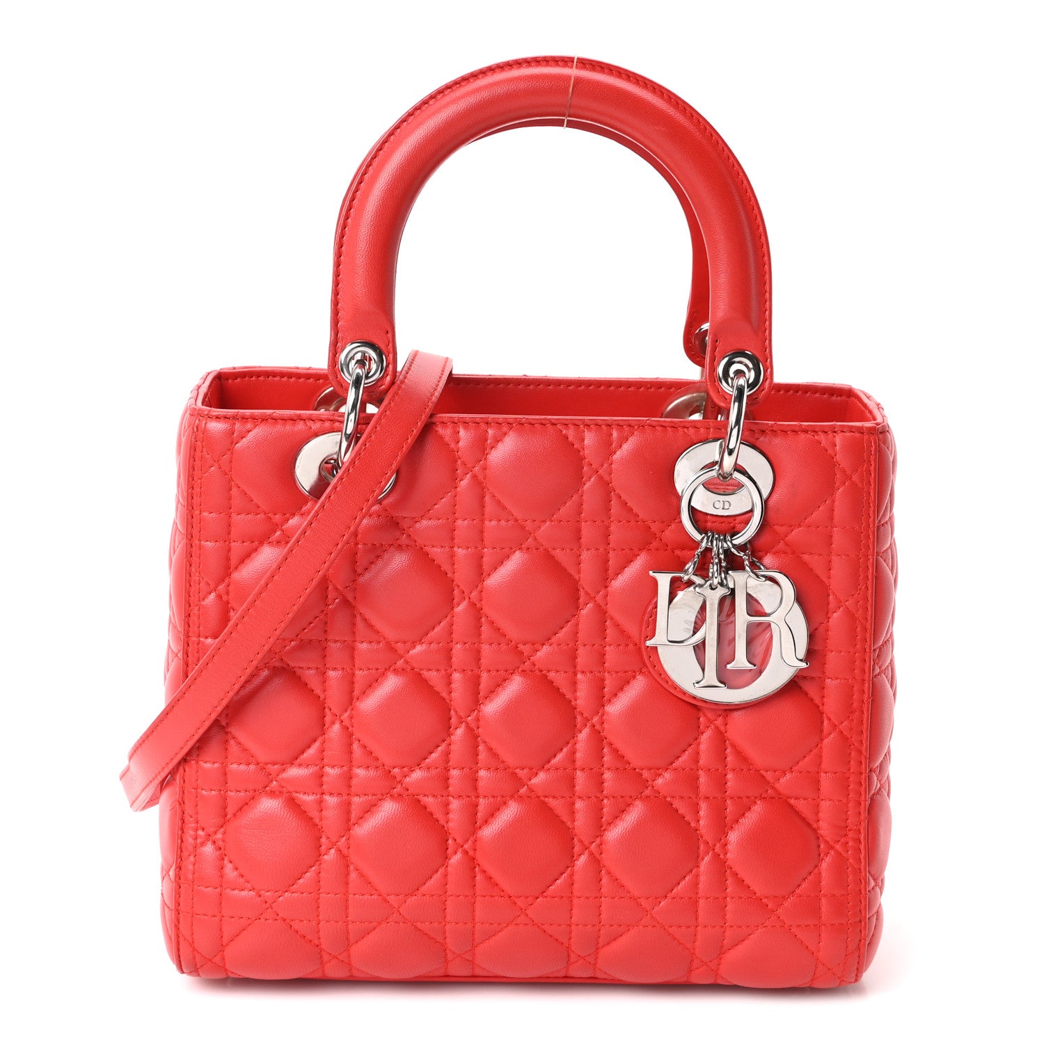 Christian Dior Lambskin Cannage Medium Lady Dior Red 1 of 10