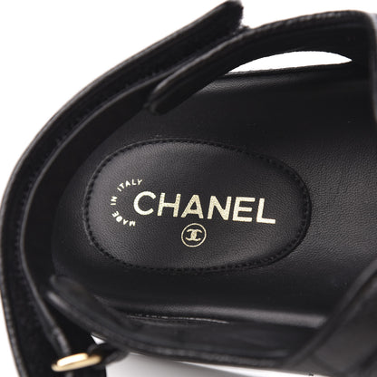 Chanel Grained Calfskin Velcro Dad Sandals 39 Black 7 of 9