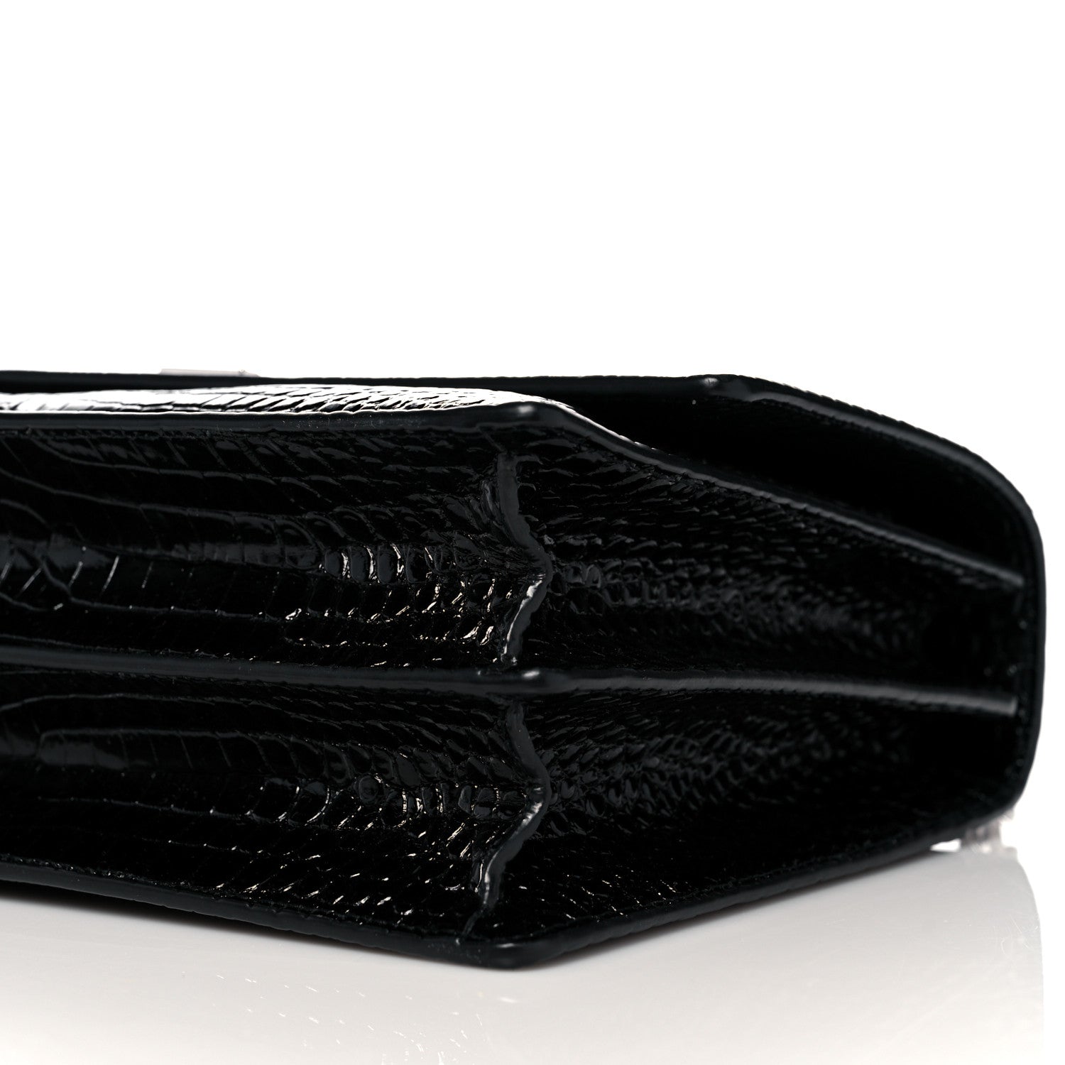 Saint Laurent Calfskin Crocodile Embossed Large Monogram Sunset Black 9 of 10