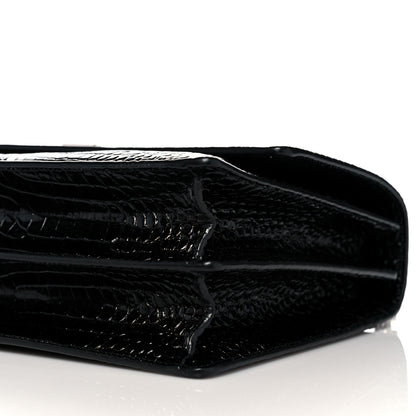 Saint Laurent Calfskin Crocodile Embossed Large Monogram Sunset Black 9 of 10