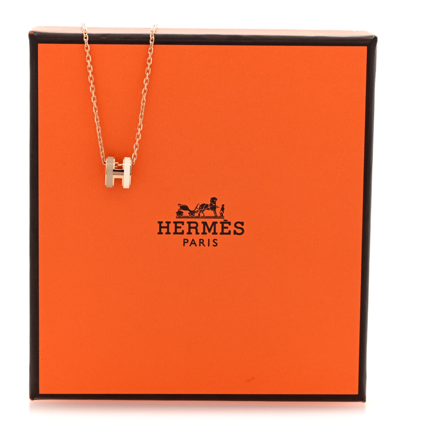 Hermes Lacquered Rose Gold Mini Pop H Rocabar Pendant Necklace Systeme 6 of 6