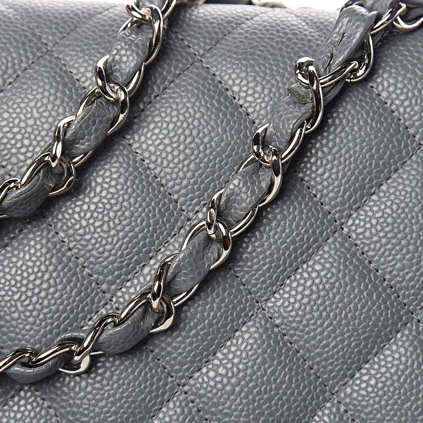 Caviar Quilted Jumbo Single Flap Grey
