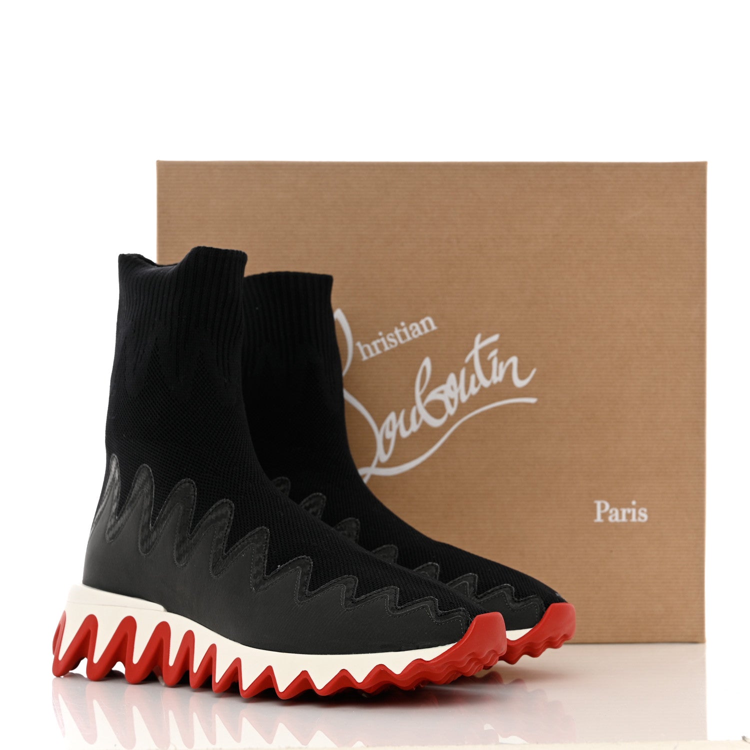 Christian Louboutin Knit Mesh Sharky Sock Sneakers 37.5 Black 9 of 9