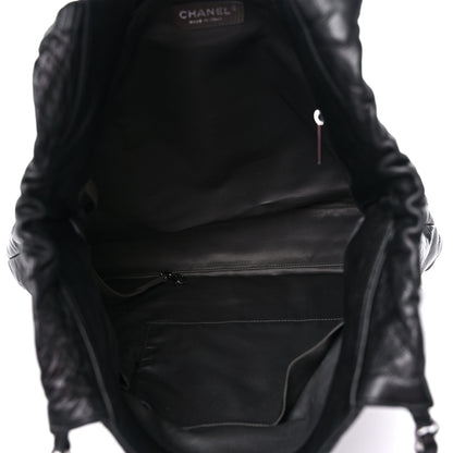 Chanel Lambskin Patent Calfskin Brooklyn Patchwork Extra Large Hobo Black 5 of 11