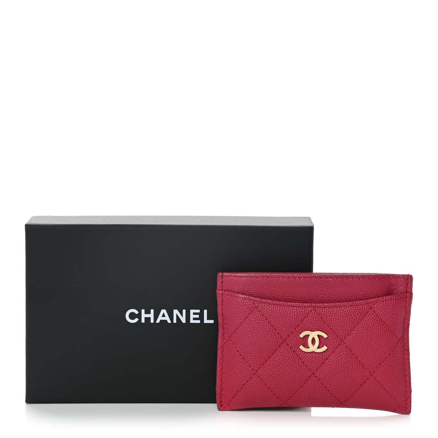 Chanel Caviar Quilted Card Holder Dark Pink 9 of 9