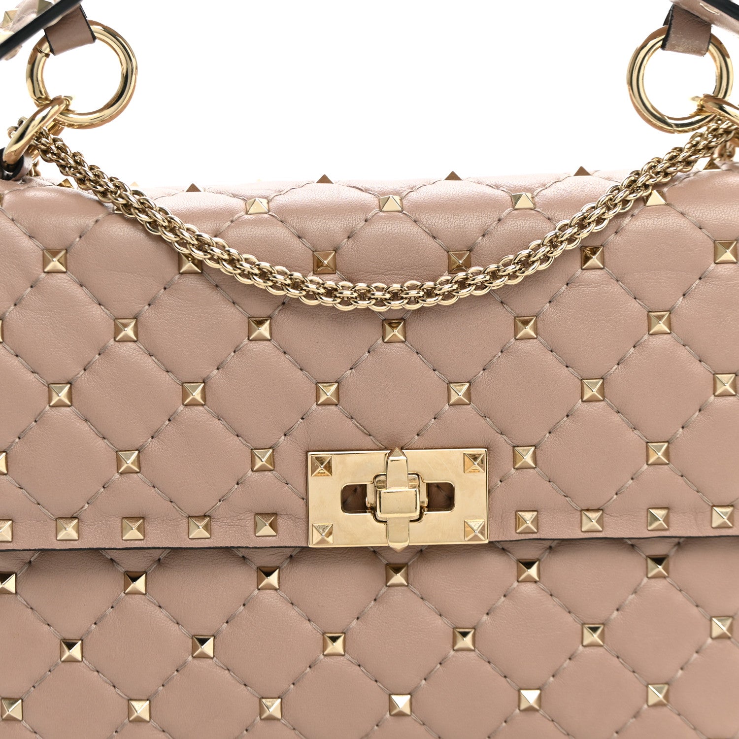 Valentino Garavani Nappa Medium Rockstud Spike Shoulder Bag Poudre 7 of 10
