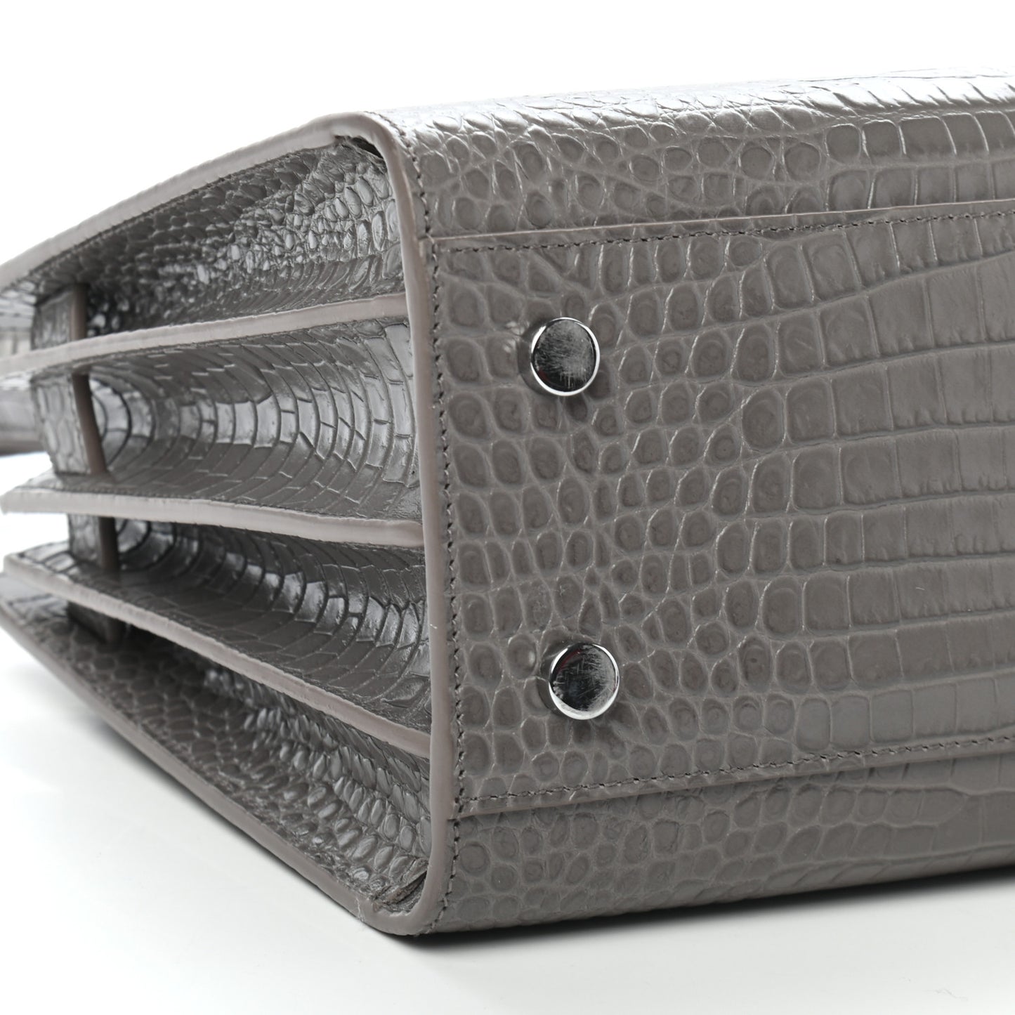 Calfskin Crocodile Embossed Baby Sac De Jour Fog
