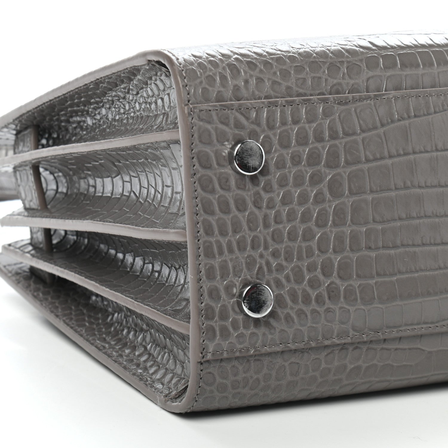 Saint Laurent Calfskin Crocodile Embossed Baby Sac De Jour Fog 7 of 10