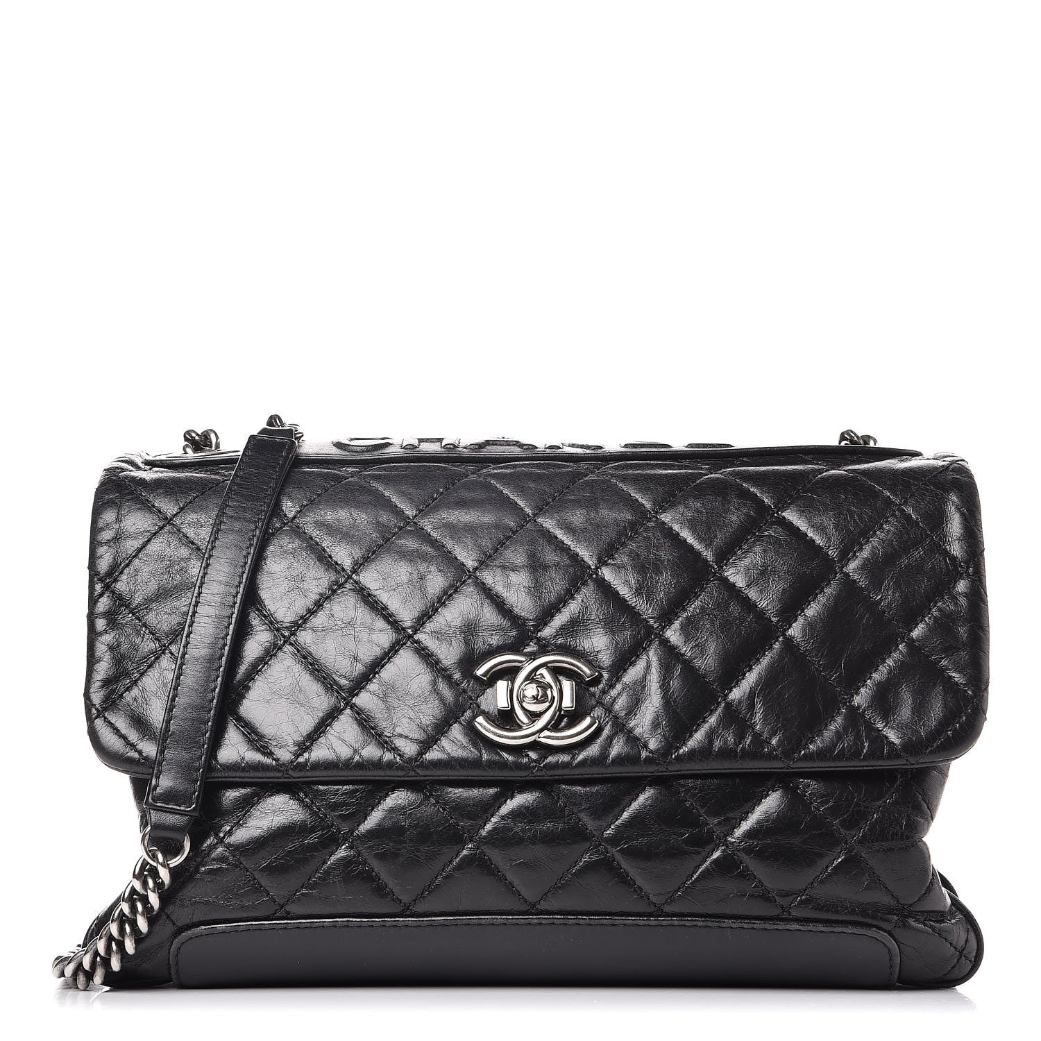 Chanel Aged Calfskin Quilted Tag Flap Black 1 of 8