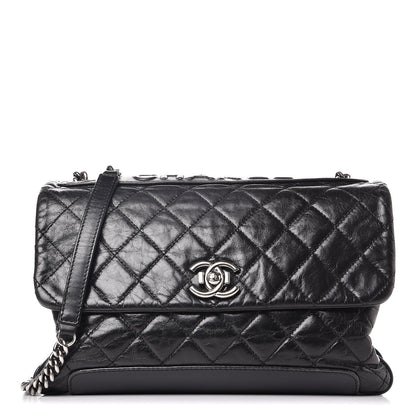 Chanel Aged Calfskin Quilted Tag Flap Black 1 of 8