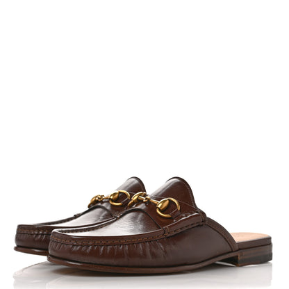 Gucci Goatskin Mens Horsebit Slippers 5 Light Brown 3 of 9