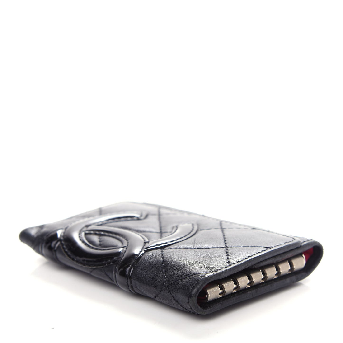 Calfskin Quilted Cambon 6 Key Holder Black