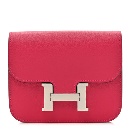 Hermes Evercolor Verso Constance Slim Wallet Framboise Rouge Sellier 1 of 12