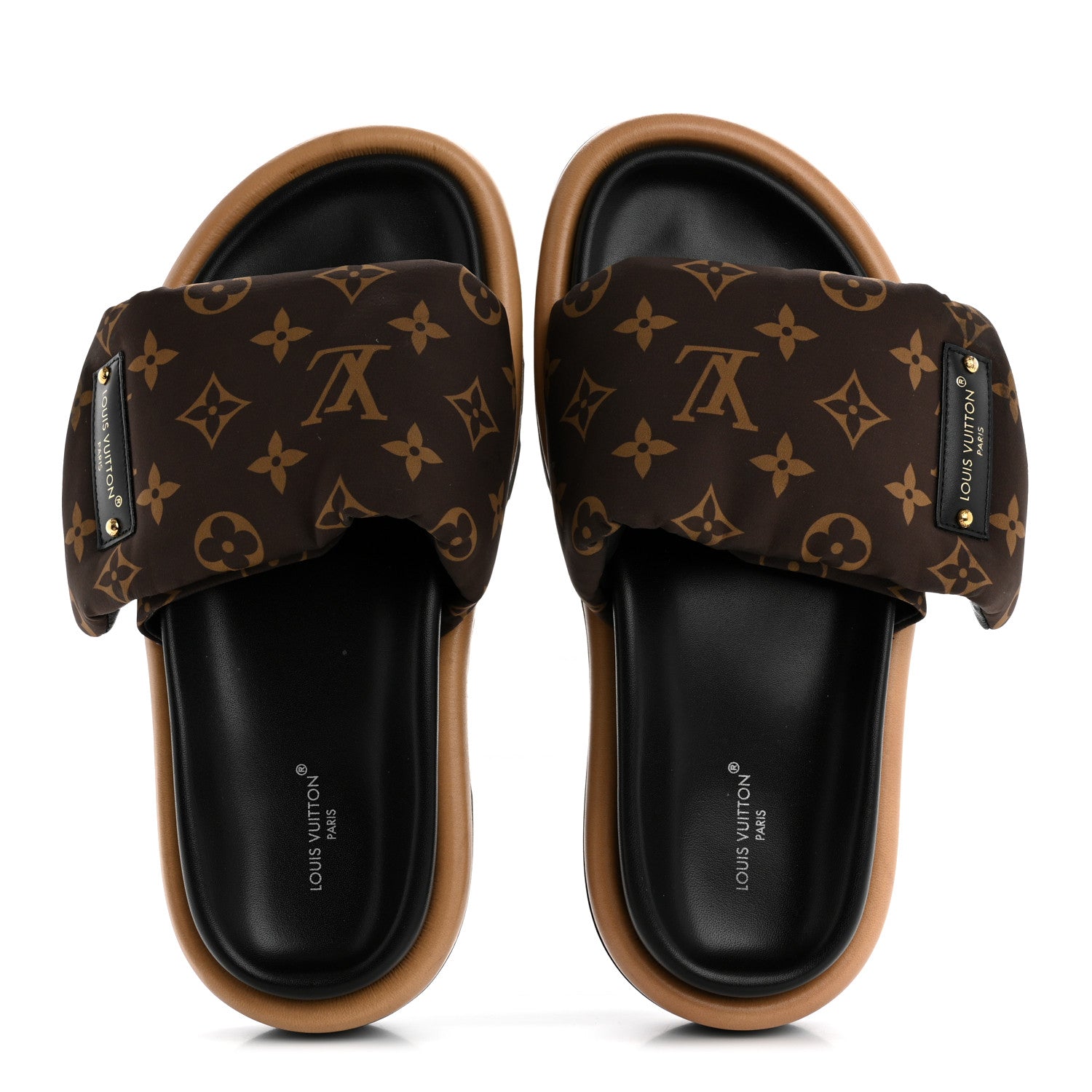 Louis Vuitton Nylon Monogram LV Pool Pillow Flat Comfort Mule 37 Cacao Brown 2 of 13