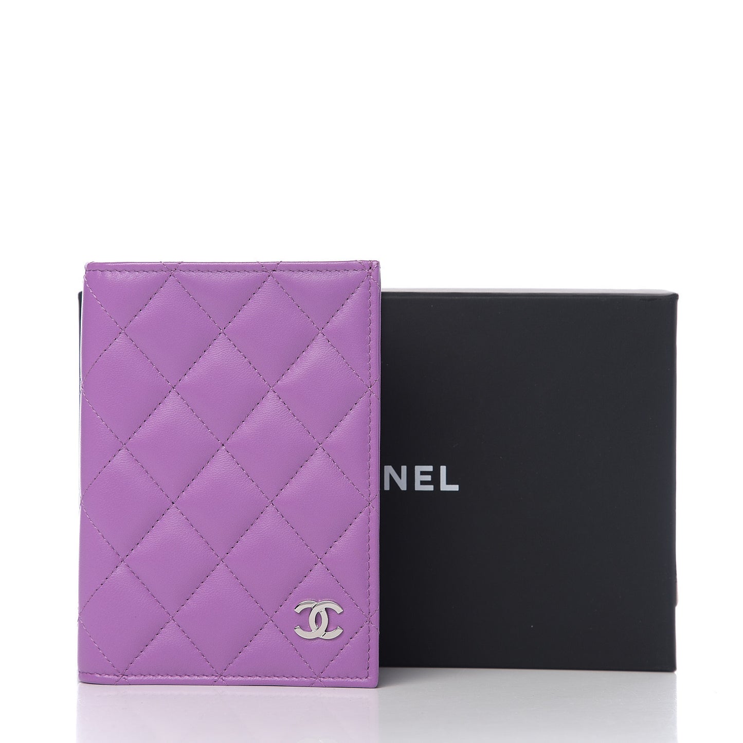 Lambskin Quilted Passport Holder Purple