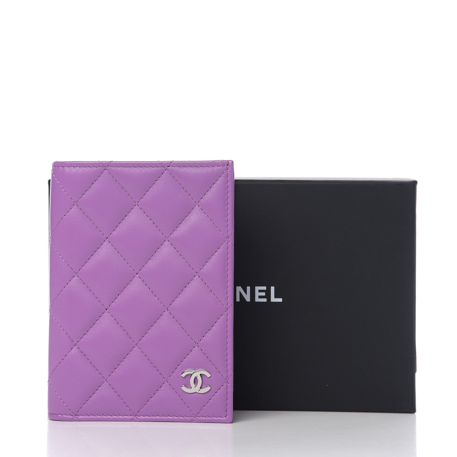 Chanel Lambskin Quilted Passport Holder Purple 7 of 7