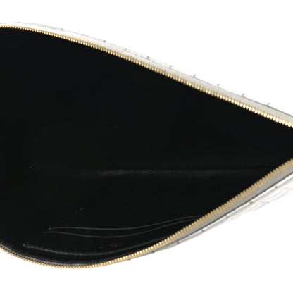 Celine Laminated Calfskin Quilted C Charm Pouch Silver 5 of 9