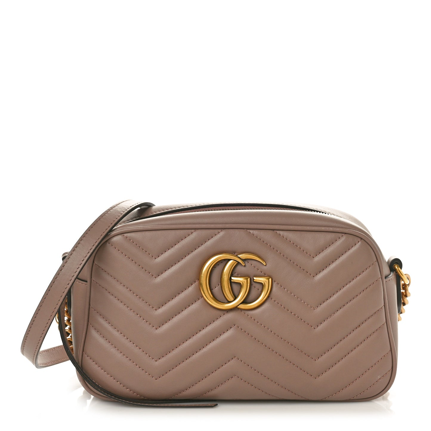 Calfskin Matelasse Small GG Marmont Chain Shoulder Bag Porcelain Rose