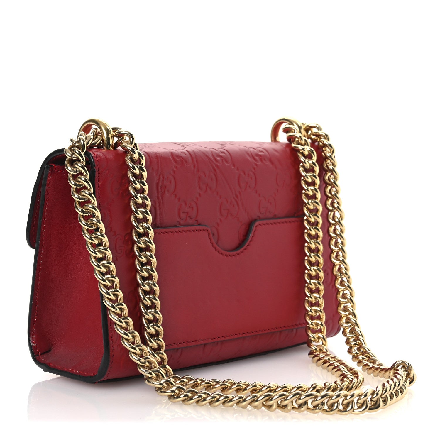 Gucci Guccissima Small Padlock Shoulder Bag Hibiscus Red 3 of 17