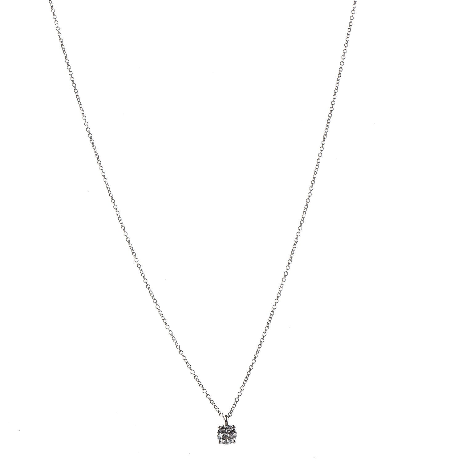 Tiffany Platinum Diamond .48ct Solitaire Pendant Necklace 1 of 8