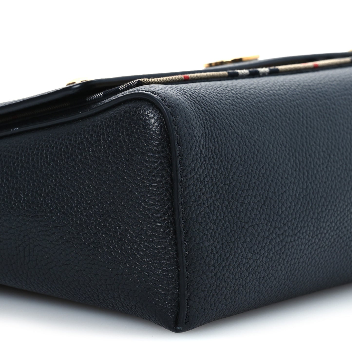 Coated Canvas Calfskin Vintage Check Medium Note Crossbody Bag Black