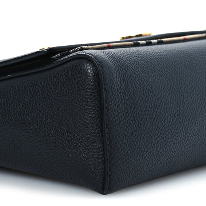 Burberry Coated Canvas Calfskin Vintage Check Medium Note Crossbody Bag Black 10 of 13