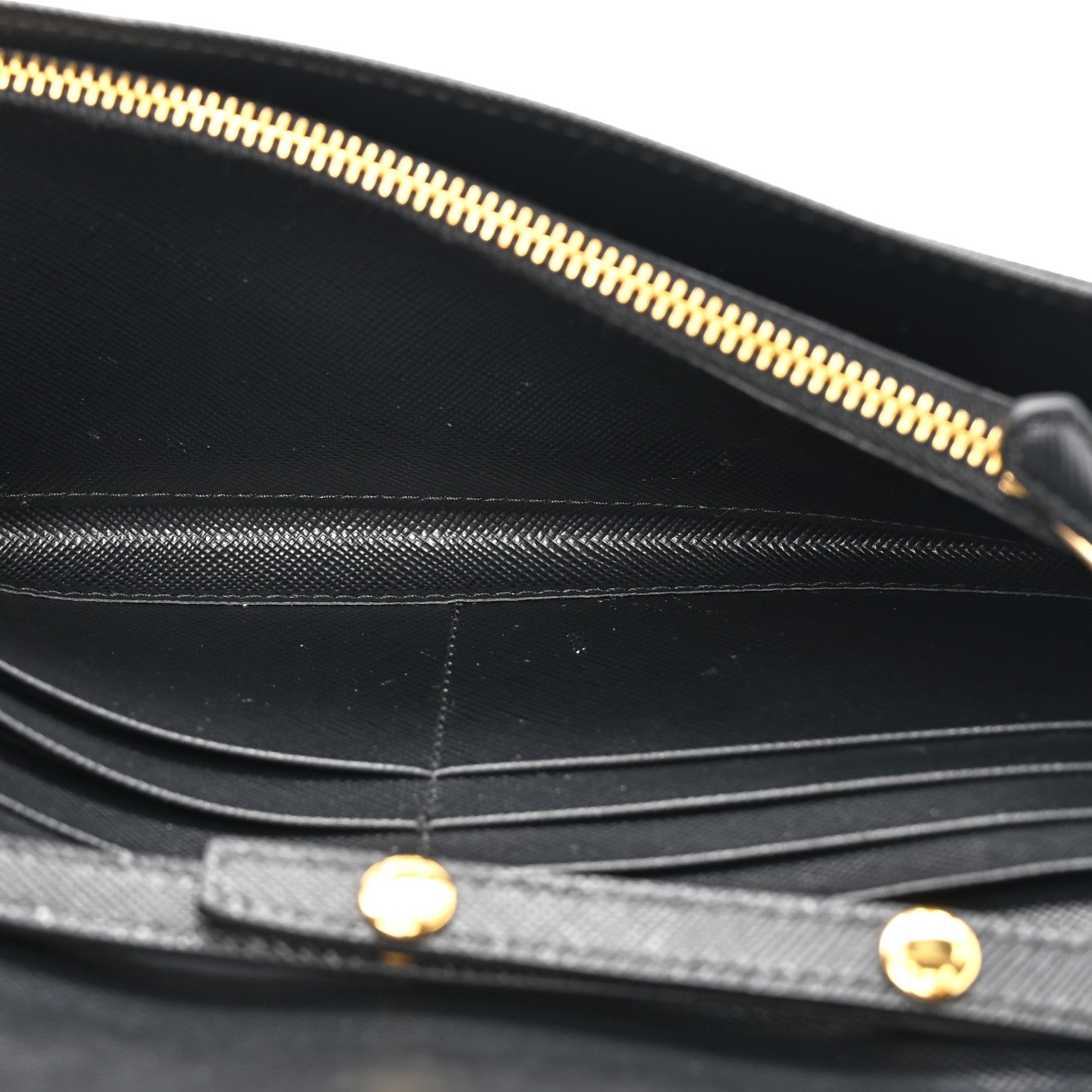 Prada Saffiano Metal Oro Chain Wallet Black 6 of 12