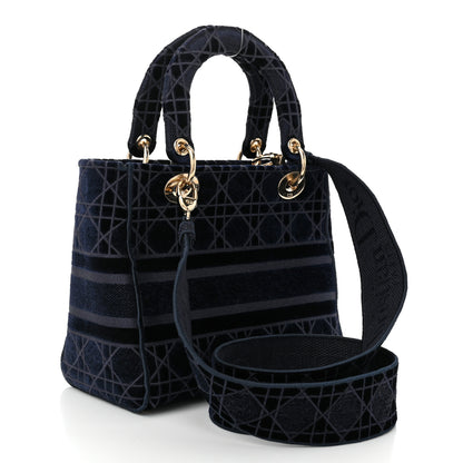 Christian Dior Velvet Cannage Medium Lady D-Lite Blue 3 of 10