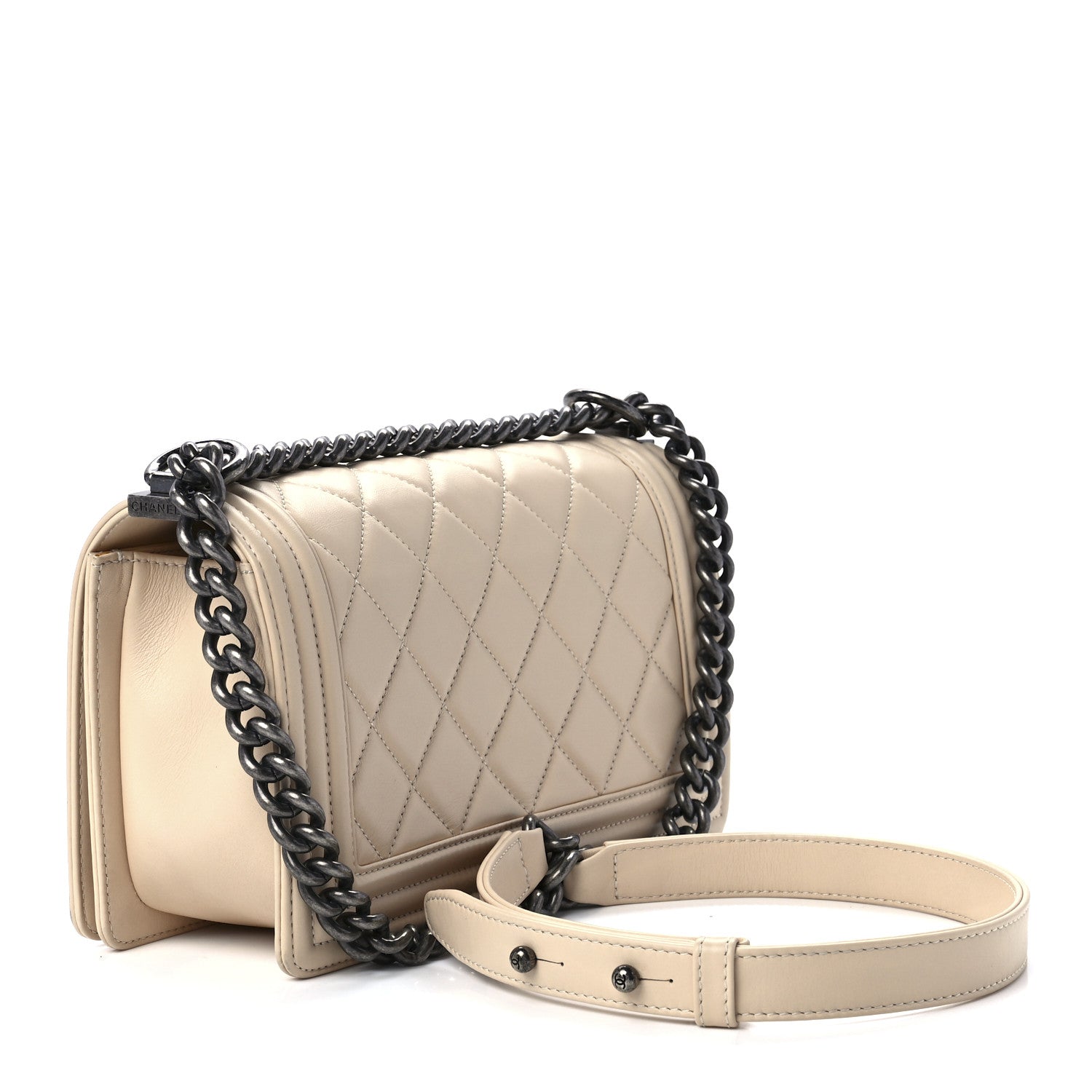 Chanel Calfskin Quilted Medium Boy Flap Beige 2 of 11