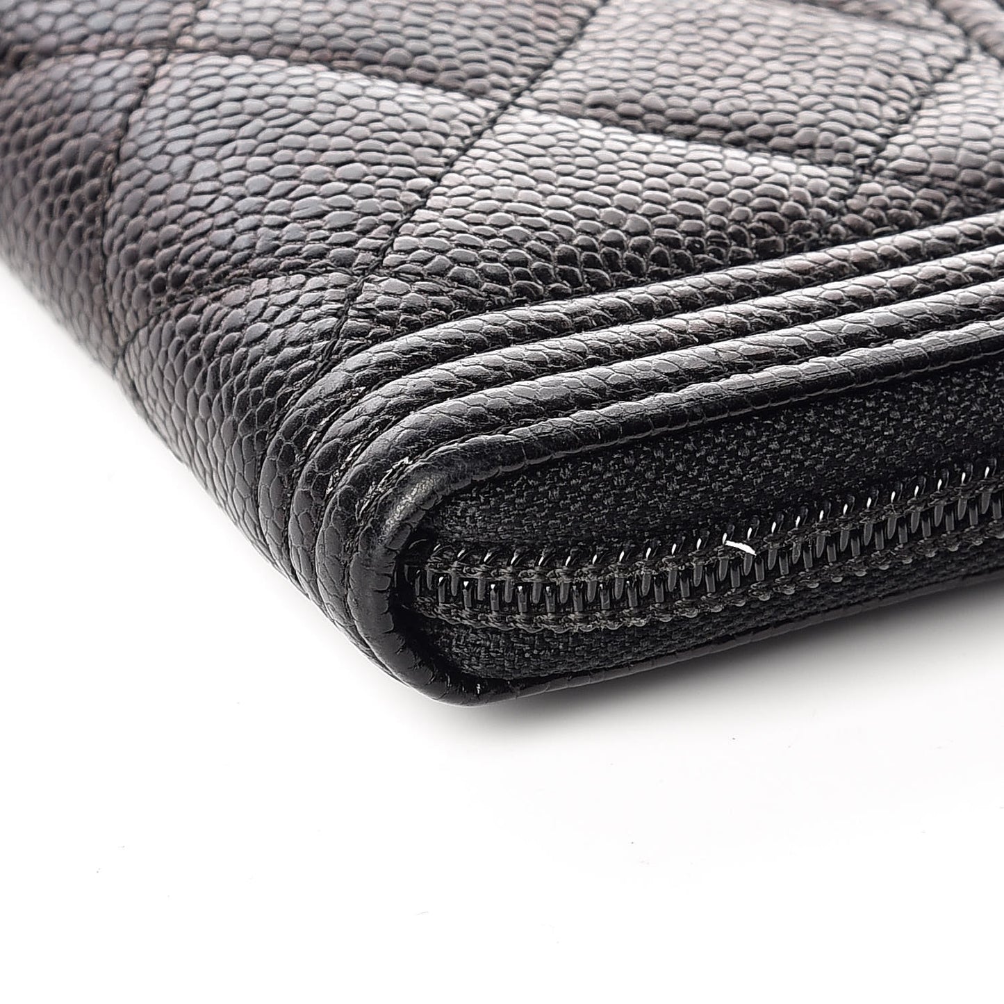 Caviar Quilted Small Boy Zip Around Wallet Black