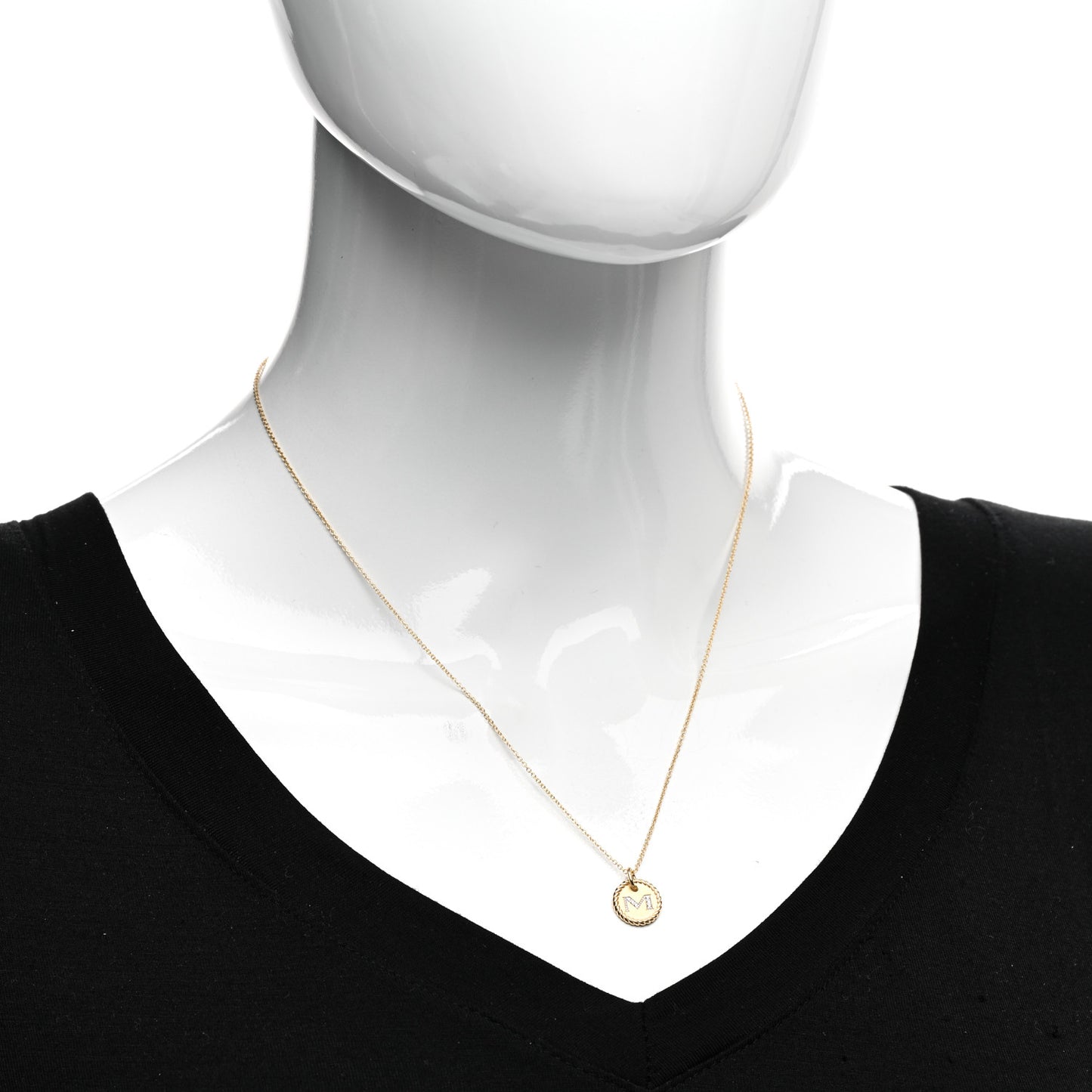 18K Yellow Gold Diamond Initial M Charm Necklace