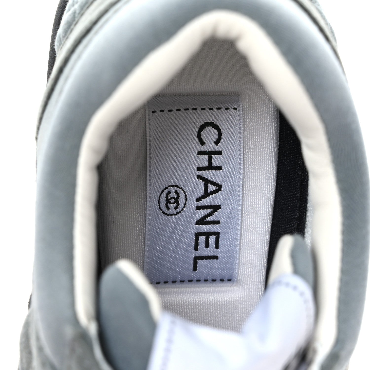Chanel Gray Quilted Sneakers Chanel Fabric Suede Calfskin Quilted
