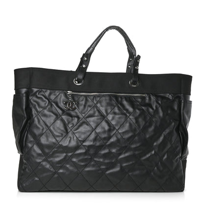 Chanel Coated Canvas Stitched XL Paris Biarritz Tote Black 2 of 13