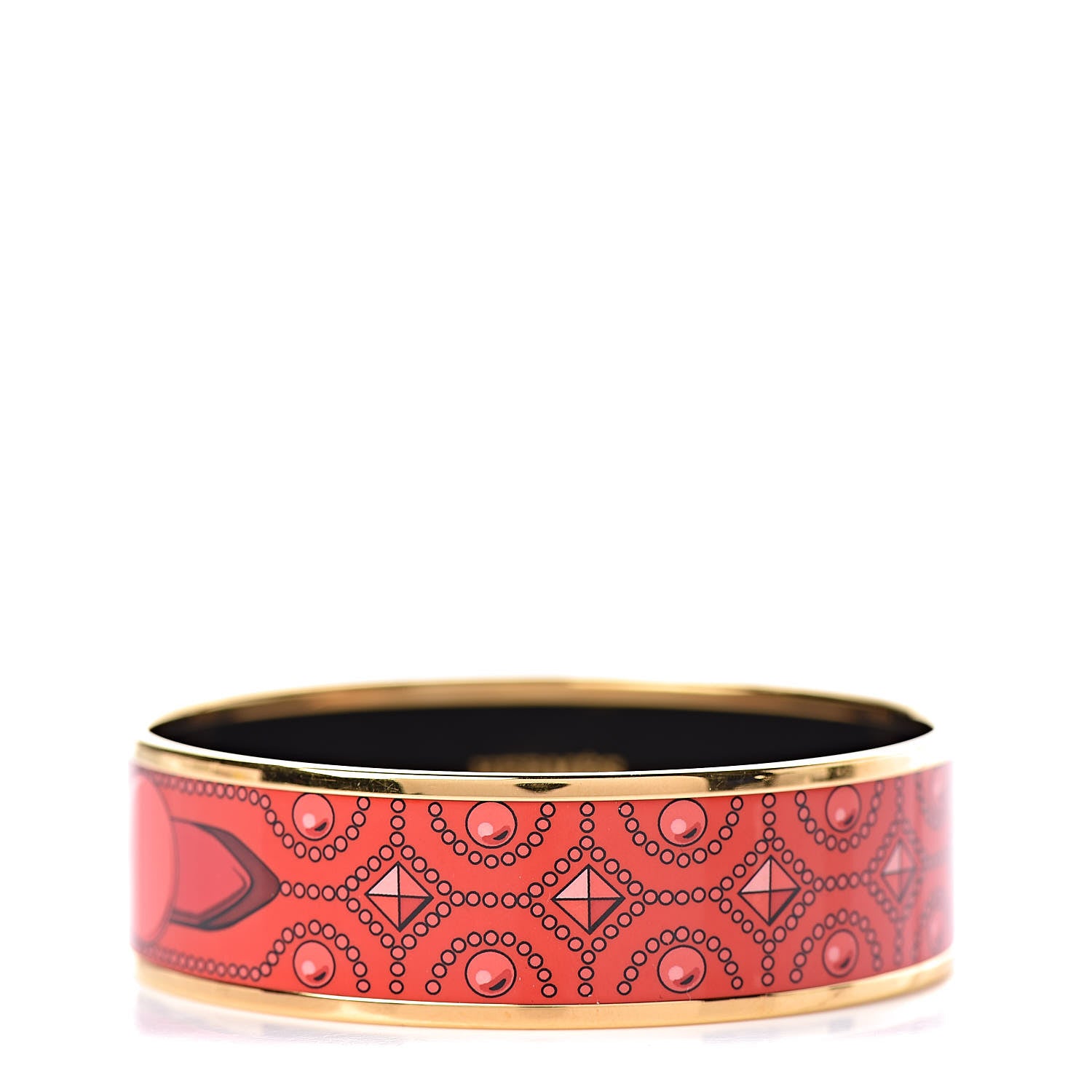 Hermes Enamel Printed Colliers de Chiens Wide Bracelet 65 1 of 6