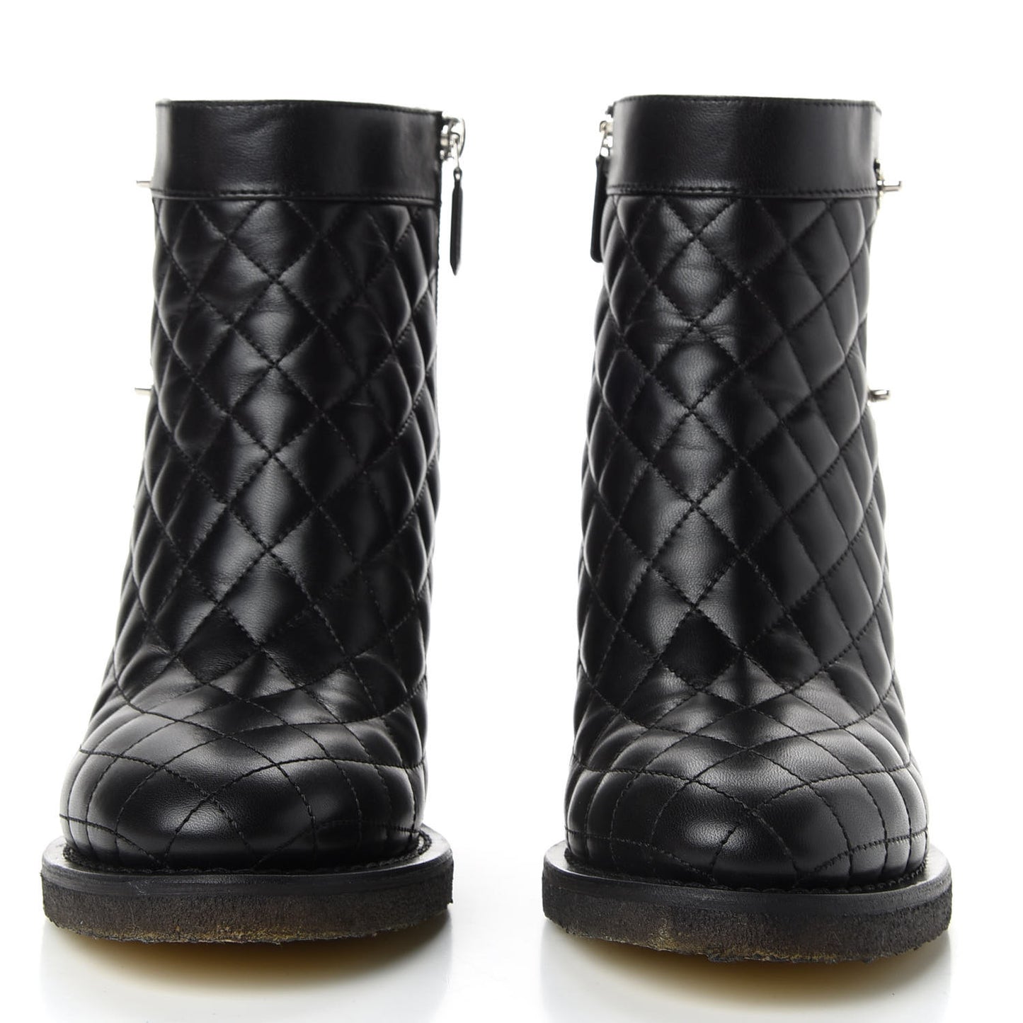Lambskin Quilted Turnlock Boots 38.5 Black