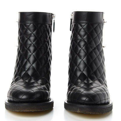 Chanel Lambskin Quilted Turnlock Boots 38.5 Black 2 of 9