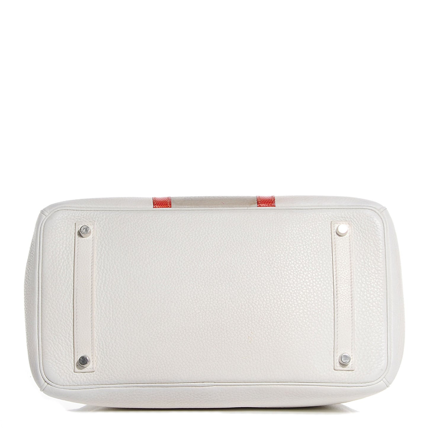 Taurillon Clemence Lizard Club Birkin 35 Blanc Gris Perle Sanguine