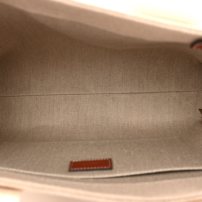 Chloe Linen Calfskin Medium Woody Ribbon Tote White Brown 5 of 14