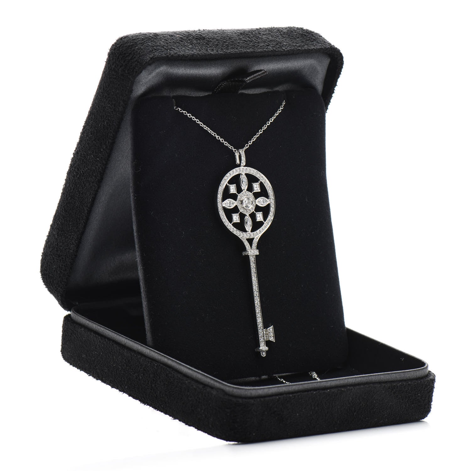 Tiffany Platinum Diamond Kaleidoscope Key Pendant Necklace 4 of 4