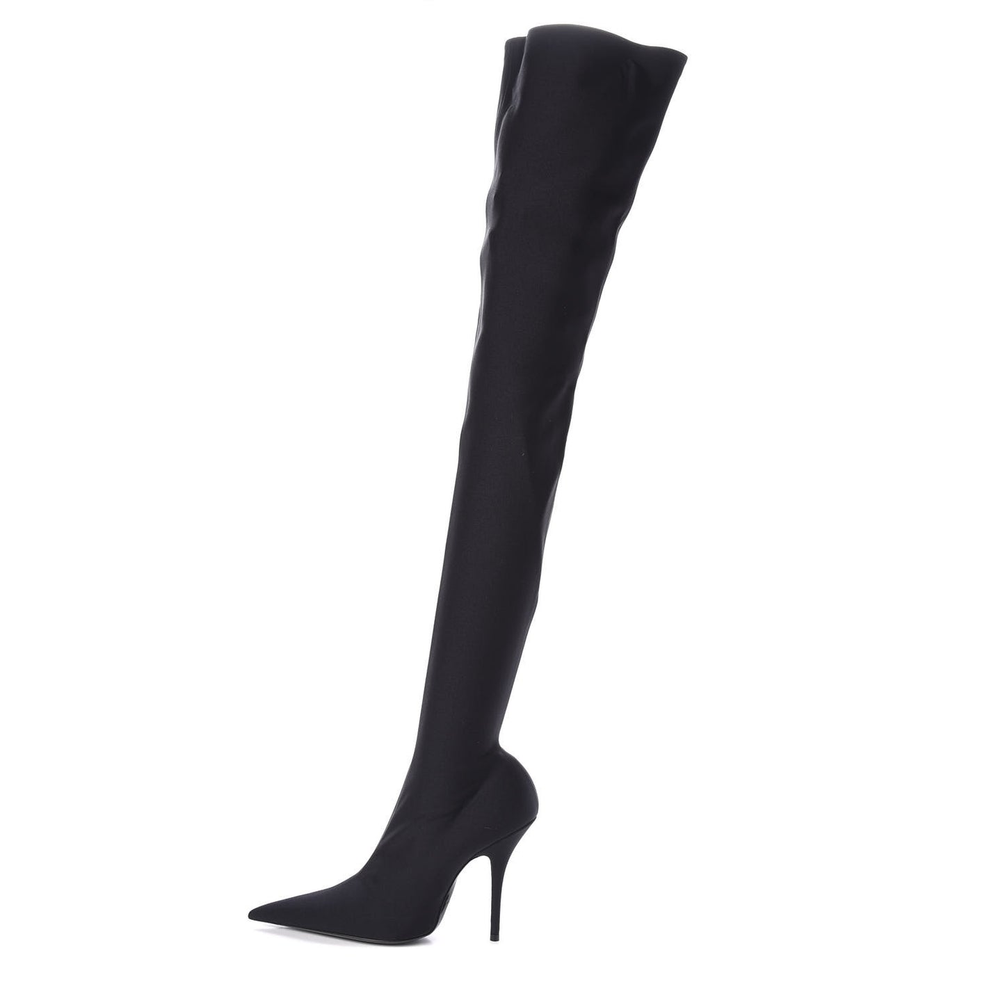 Spandex Pointed Toe Knife Thigh High Boots 38 Black