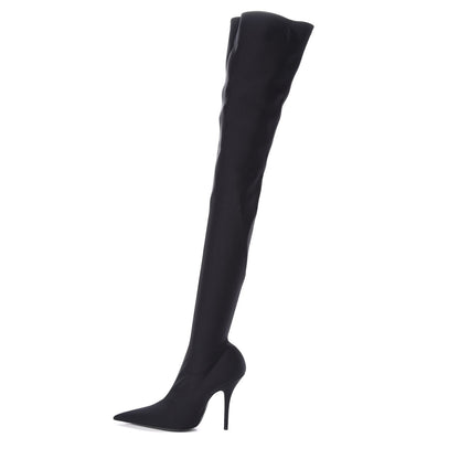 Balenciaga Spandex Pointed Toe Knife Thigh High Boots 38 Black 1 of 7