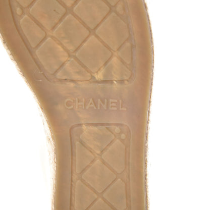 Chanel Metallic Calfskin Grosgrain CC Espadrilles 39 Ivory Black 7 of 11
