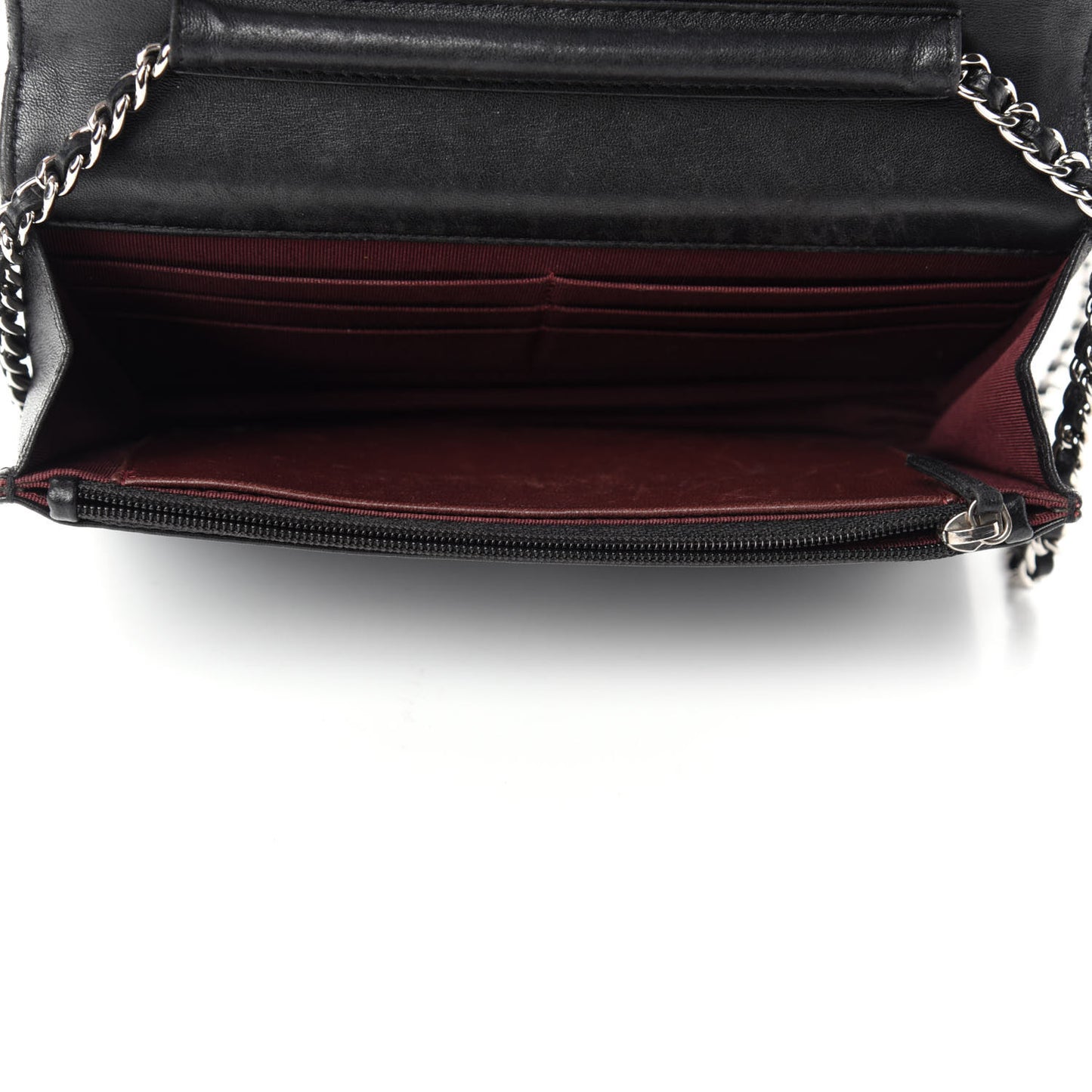 Lambskin Quilted Wallet On Chain WOC Black