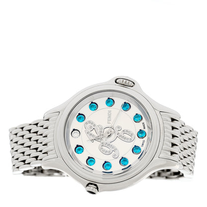 Fendi Stainless Steel Diamond Topaz 38mm Crazy Carats Rotating Gem Quartz Watch 4 of 7