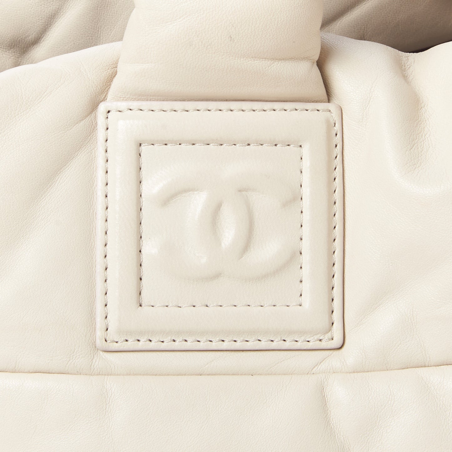 Lambskin Quilted Large Coco Cocoon Tote White Burgundy