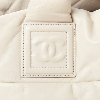 Chanel Lambskin Quilted Large Coco Cocoon Tote White Burgundy 7 of 10