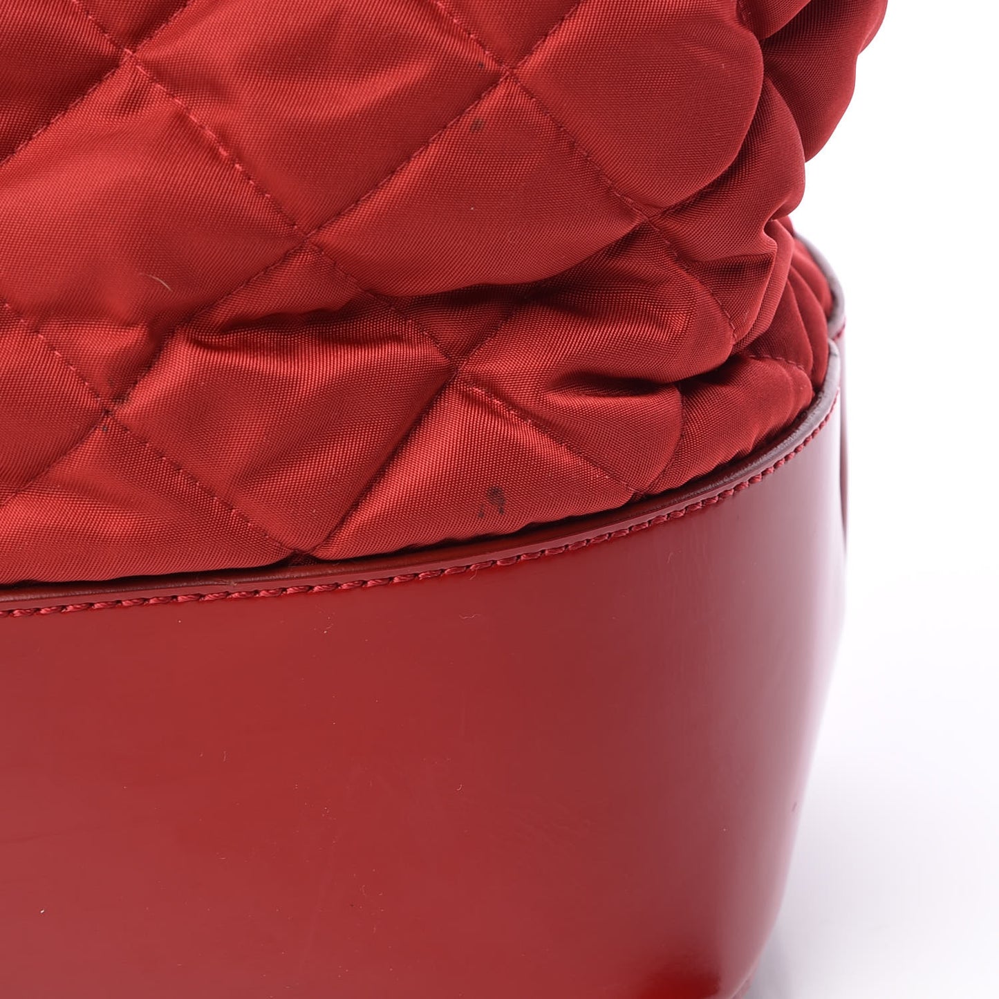 Nylon Patent Quilted Grange Tote Red