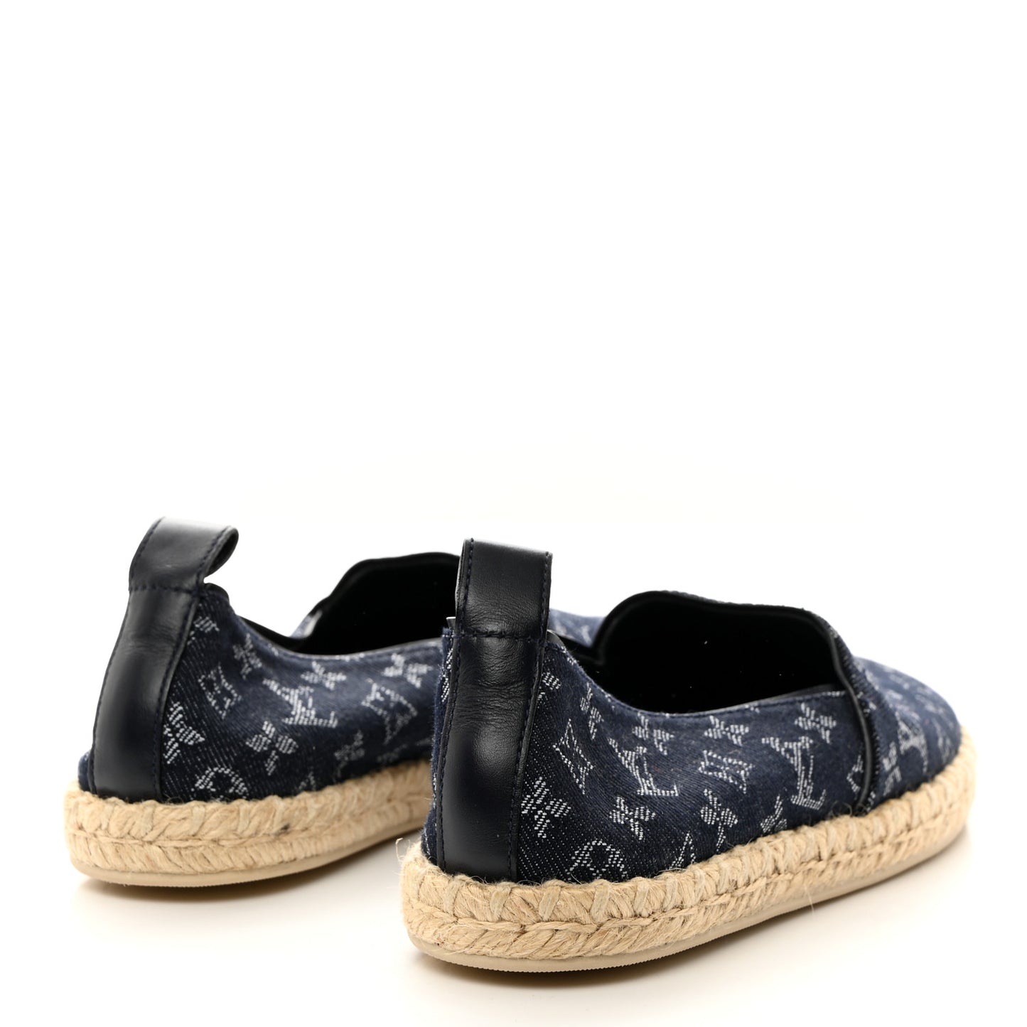 Monogram Denim Starboard Espadrille Flats 36.5 Dark Blue