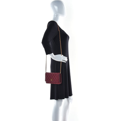 Chanel Lambskin Quilted Infinity Wallet On Chain WOC Burgundy 2 of 13