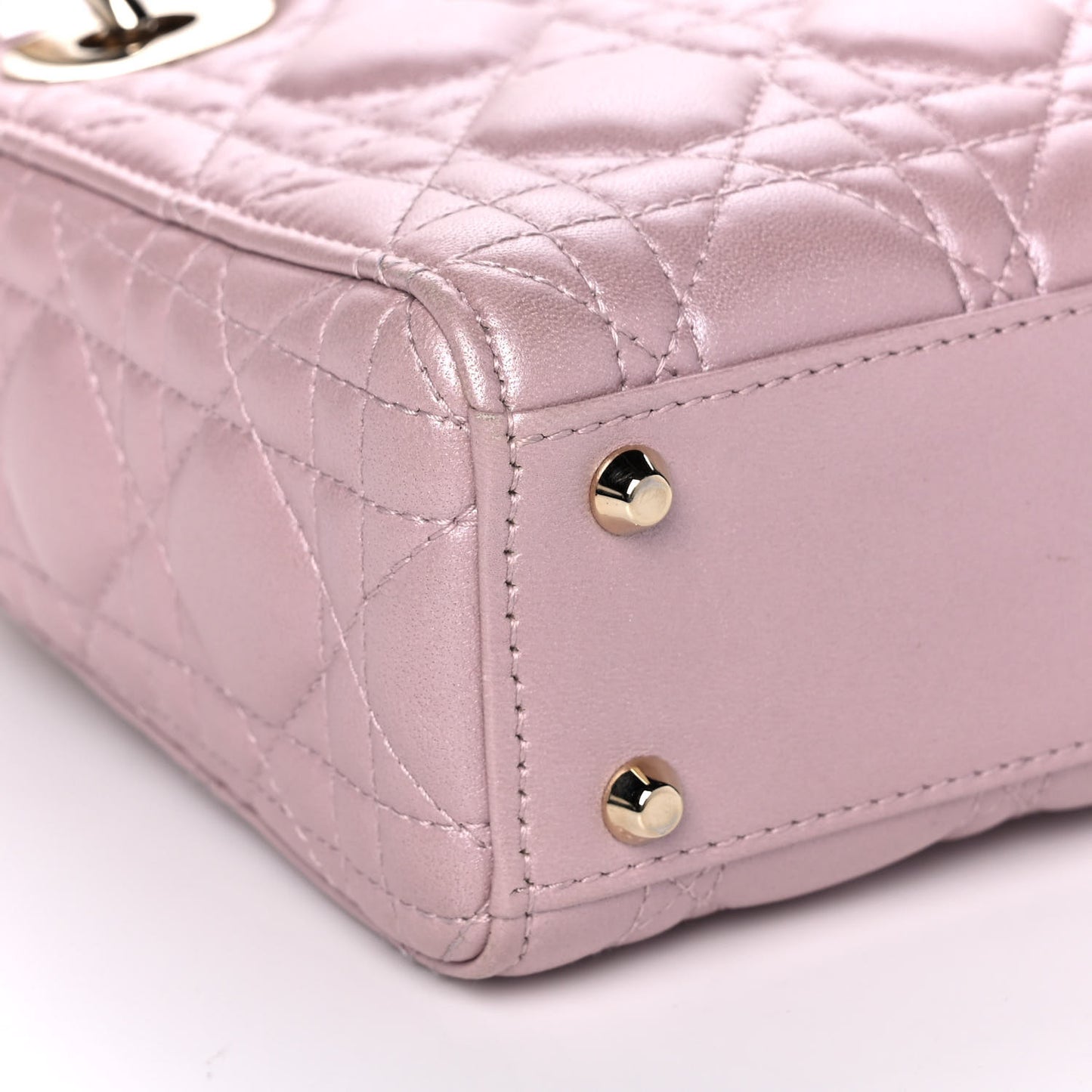 Metallic Lambskin Cannage Mini Lady Dior Lotus